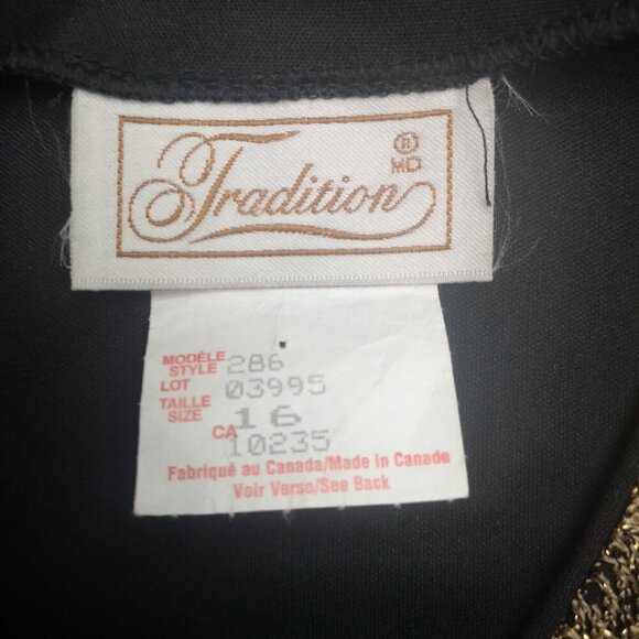Vintage Tradition Ladies Size 16 Gold & Black Made in Canada Button Front Tunic - Picture 3 of 9